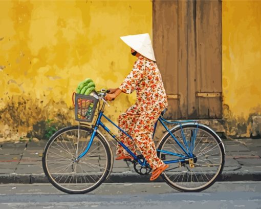 Chinese Woman On Bike paint by numbers