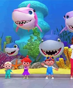 Cocomelon Baby Shark paint by numbers
