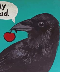 Crow With Cherry Paint By Numbers