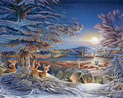 Evening On The Ice Terry Redlin paint by numbers