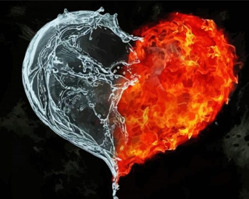 Ice And Fire Heart Paint By Numbers