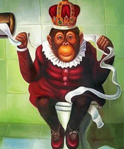 Monkey On Toilet With Crown Paint By Numbers