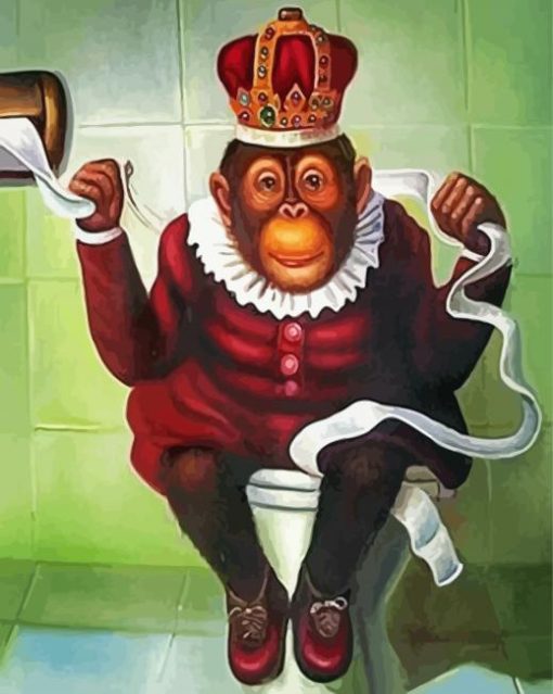 Monkey On Toilet With Crown Paint By Numbers