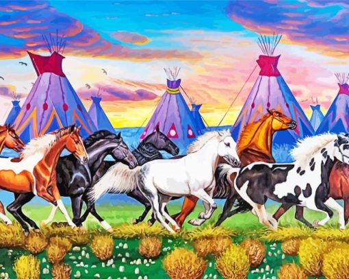 Native American Horses Paint By Numbers