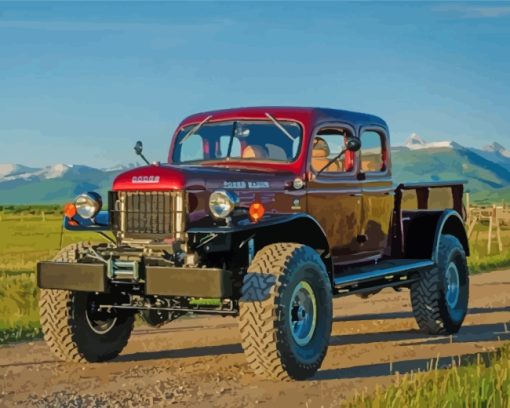 Red Old Dodge Power Wagon paint by numbers