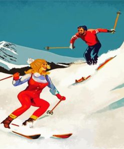 Retro Skiing paint by numbers
