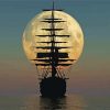 Ship On The Sea Moon Silhouette Paint By Numbers