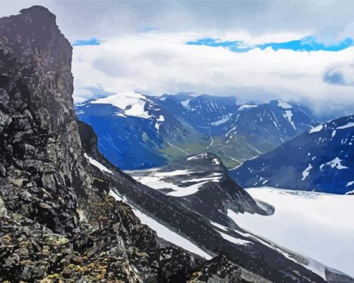 Snowy Scandinavian Mountains Paint By Numbers