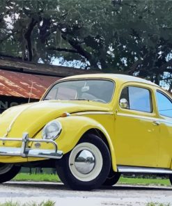 Vintage Yellow Volkswagen Bug paint by numbers