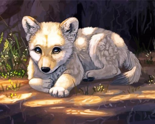 White Wolf Pup Paint By Numbers