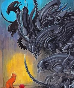 Xenomorph Aliens And Cat Paint By Numbers