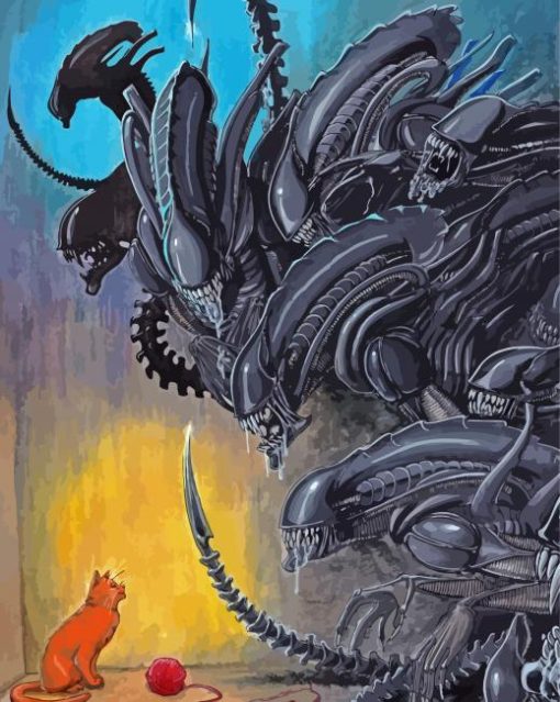 Xenomorph Aliens And Cat Paint By Numbers
