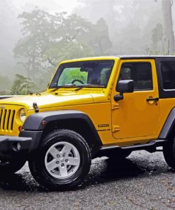 Yellow Jeep Jeep Wrangler On Road paint by numbers