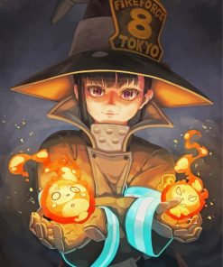Adorable Fire Force Anime Girl paint by numbers