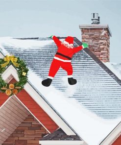 Aesthetic Santa On Roof paint by numbers