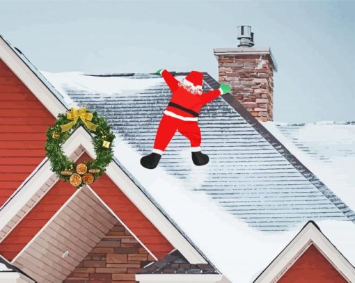 Aesthetic Santa On Roof paint by numbers
