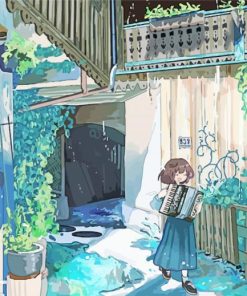 Anime Girl Playing Accordion Paint By Numbers