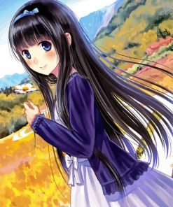 Cute Long Hair Anime Girl paint by numbers