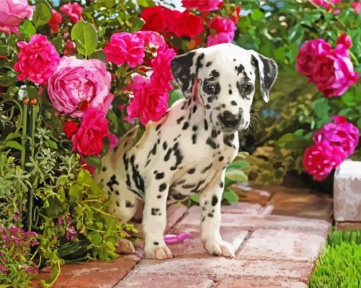 Dalmatian Puppy Flowers paint by numbers