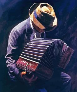 Man Playing Accorrdian Paint By Numbers