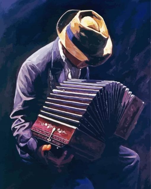 Man Playing Accorrdian Paint By Numbers