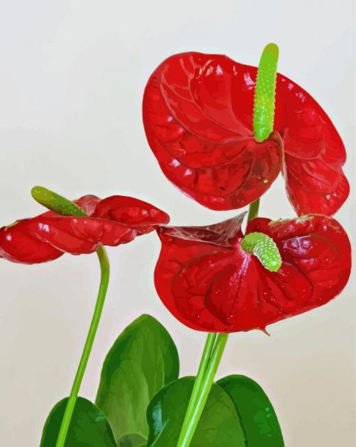 Red Flamingo Flowers Paint By Numbers