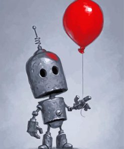 Robot And Red Balloon Paint By Numbers