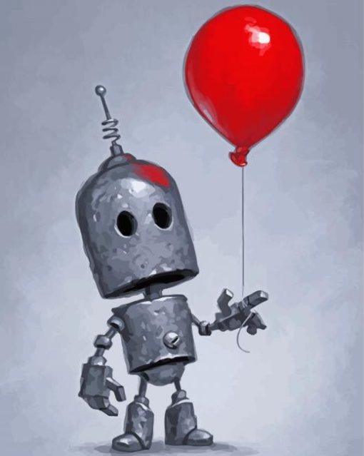 Robot And Red Balloon Paint By Numbers