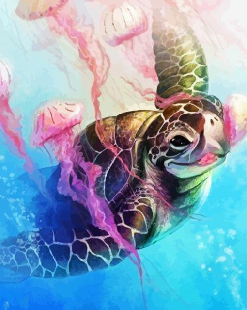 Sea Turtle And Jellyfish Art Paint By Numbers