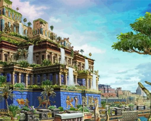 Aesthetic Hanging Gardens Of Babylon Paint By Numbers