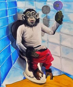 Aesthetic Monkey On Toilet Paint By Numbers