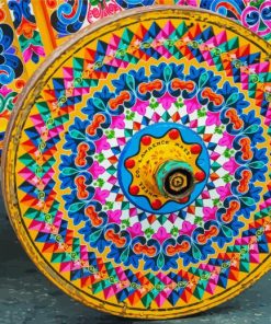Beautiful Costa Rican Ox Cart Wheel Paint By Numbers