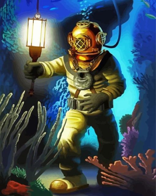 Diver Undersea Paint By Numbers