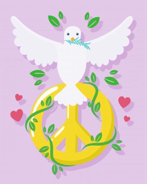 Dove And Peace Symbol Paint By Numbers