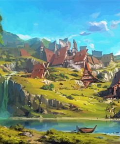 Fantasy Village Scene Paint By Numbers