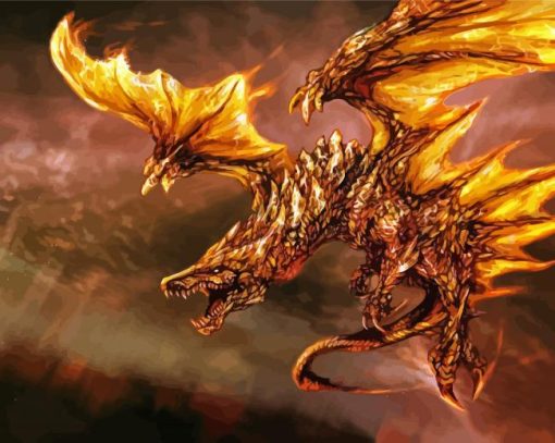 Fire Golden Dragon Paint By Numbers