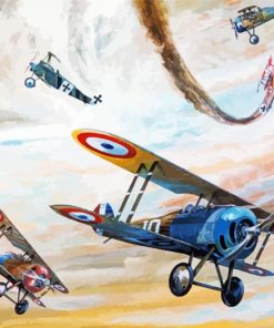 German And French Biplane Dogfight Paint By Numbers