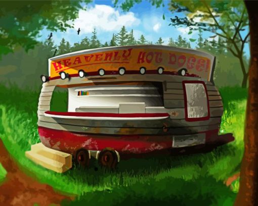 Hot Dog Stand In Forest Paint By Numbers