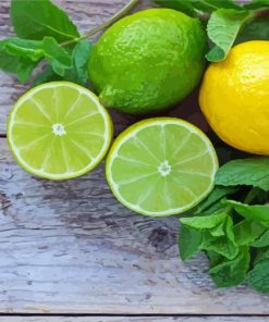 Lemons And Limes With Mint Paint By Numbers