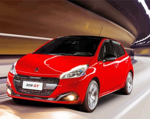 Red Peugeot 208 Paint By Numbers