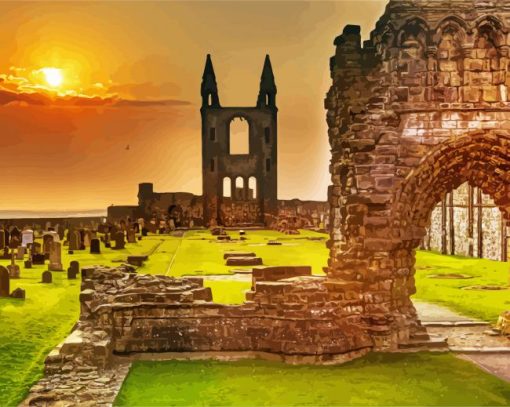 Sunset At St Andrews Cathedral Paint By Numbers