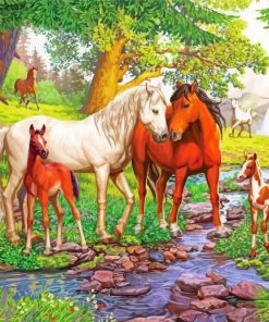 Waterfall Horses Art Paint By Numbers