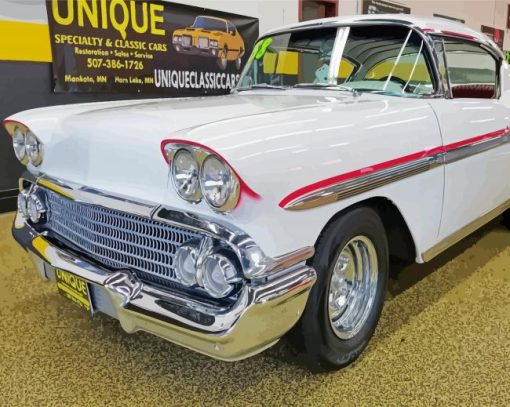 White 58 Chevy Impala Paint By Numbers