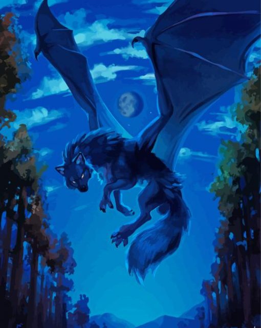 Wolf Dragon At Night Paint By Numbers