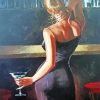 Woman In Black Dress With A Martini Paint By Numbers