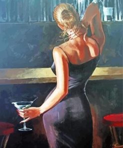 Woman In Black Dress With A Martini Paint By Numbers