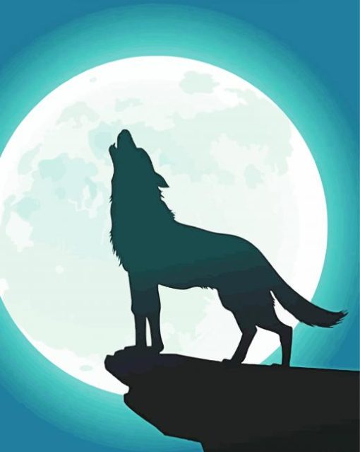 Moon Wolf Silhouette Paint By Numbers