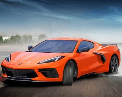 Orange Chevy Corvette Stingray Paint By Numbers