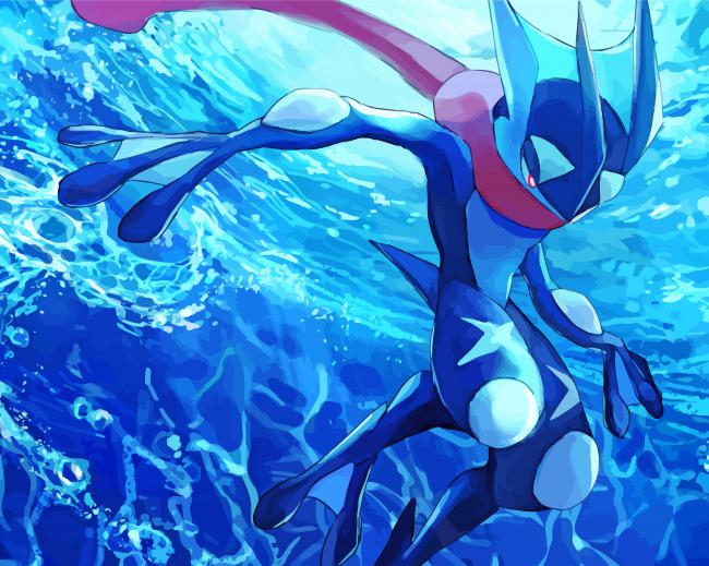 Pokemon Anime Greninja Paint By Numbers - Paint By Numbers
