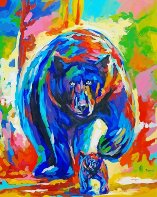 Abstract Bear And Cub Paint By Numbers